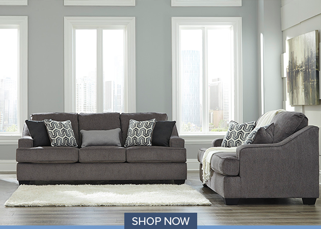 Gilmer Gunmetal Sofa and Loveseat